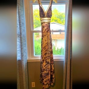 Women's gold formal dress cross back bridal homecoming prom Bridesmaid maxi